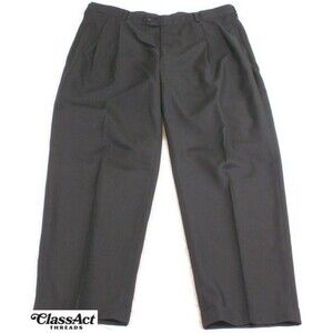 Jos A Bank Traveler Expandable Waist Pleated Front Black Polyester 38" X 29"